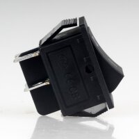 Wippschalter schwarz 2-polig EIN/AUS 30x22 mm 250V/16A unbeleuchtet mit PVC-Schutzkappe
