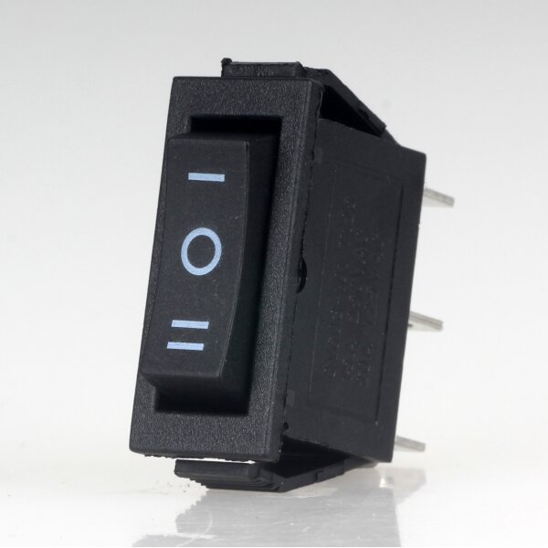 Einbau-Wippschalter schwarz 1-polig EIN/AUS/EIN 250V/15A Einbaumaß 30x11mm