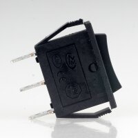 Einbau-Wippschalter schwarz 1-polig EIN/AUS/EIN 250V/15A Einbaumaß 30x11mm
