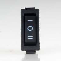 Einbau-Wippschalter schwarz 1-polig EIN/AUS/EIN 250V/15A Einbaumaß 30x11mm