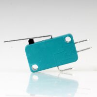 Mikroschalter 1-polig 10A/250V AC grün mit geradem Hebel 27,5 mm lang