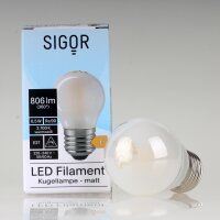 Sigor E27 LED Filament Tropfenlampe matt 6,5W = (60W) 806...