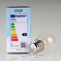 Sigor E27 LED Filament Tropfenlampe matt 6,5W = (60W) 806 lm 2700K warmweiß dimmbar