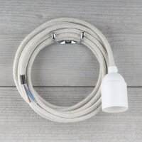 Textilkabel Kiesel mit E27 Lampenfassung Glattmantel...