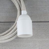 Textilkabel Kiesel mit E27 Lampenfassung Glattmantel...