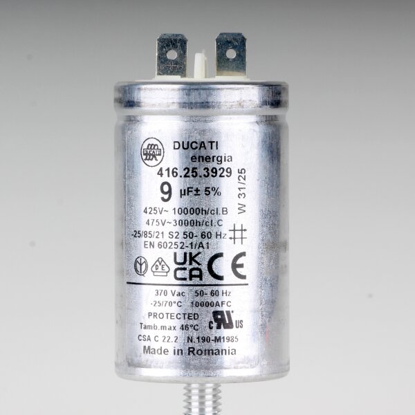 9uF 475V Anlaufkondensator Betriebskondensator Motorkondensator mit 6,3 mm Flachstecker