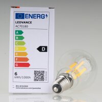 LEDVANCE E14 LED-Leuchtmittel 5,9W=(60W) 240V Tropfen-Form klar 2700K warmweiß 806 Lumen