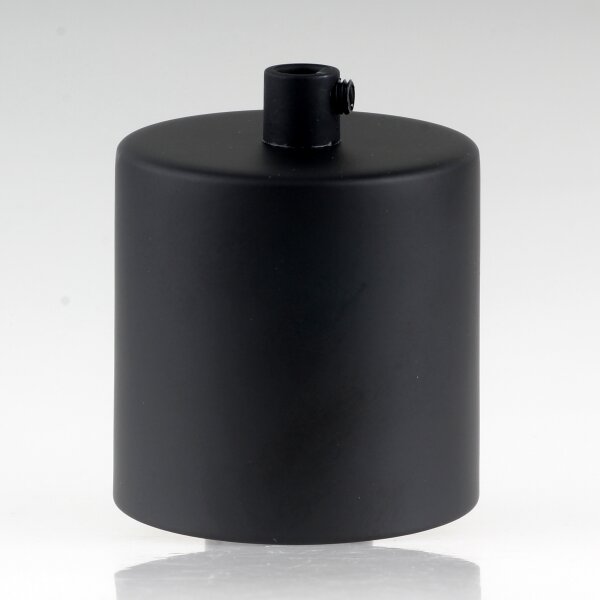 Lampen Deckenbaldachin 62x63mm Zylinderform Metall schwarz mit Zugentlastung Kunststoff