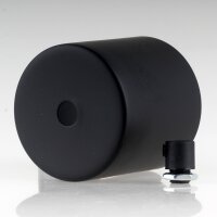 Lampen Deckenbaldachin 62x63mm Zylinderform Metall schwarz mit Zugentlastung Kunststoff