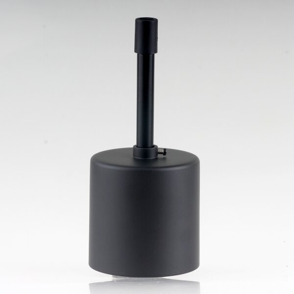 Lampen Deckenbaldachin 62x63mm Zylinderform Metall schwarz mit Pendelrohr und Zugentlastung Kunststoff