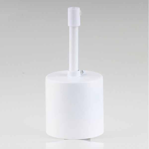 Lampen Deckenbaldachin 62x63mm Zylinderform Metall weiß mit Pendelrohr und Zugentlastung Kunststoff