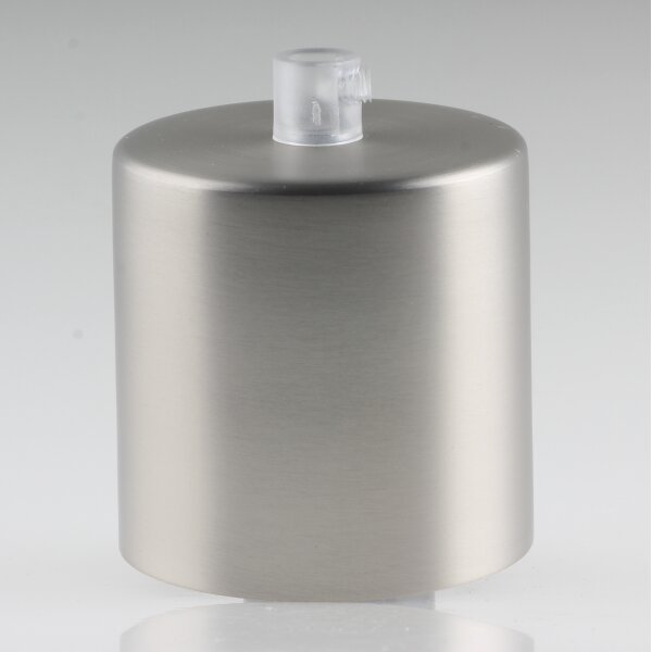 Lampen Deckenbaldachin 62x63mm Zylinderform Metall Edelstahloptik mit Zugentlastung Kunststoff transparent