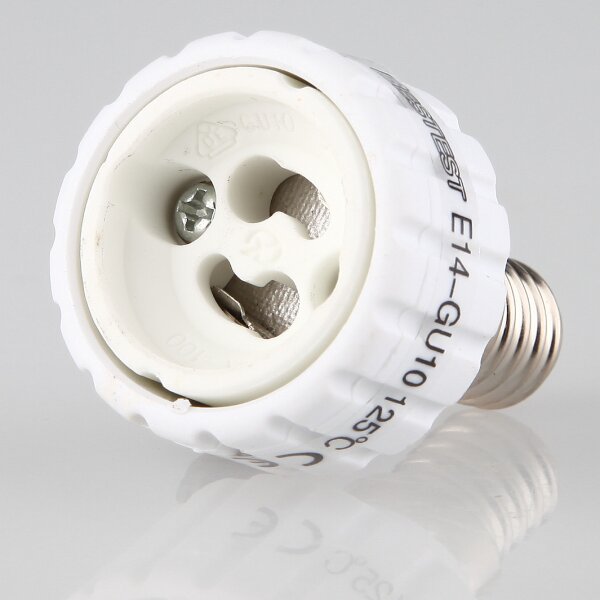 E14 auf GU10 Reduzierfassung, Porzellan/Keramik, 230V/4A, 54 mm