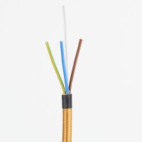 Textilkabel-Stoffkabel gold 3-adrig 3x0,75 mit Stahlseil...