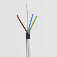 Textilkabel-Stoffkabel silber 3-adrig 3x0,75 mit...