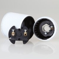 E27 Bakelit Lampenfassung mit Außengewinde weiß lackiert M10x1 IG 250V/4A