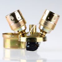 E27 Zweifach-Lampenfassung Metall vermessingt mit Zugschalter M10x1 IG auf M13x1 IG  250V/4A