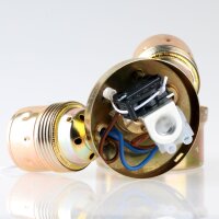 E27 Zweifach-Lampenfassung Metall vermessingt mit Zugschalter M10x1 IG auf M13x1 IG  250V/4A