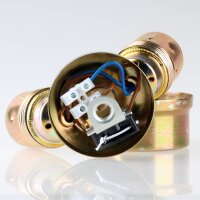 E27 Zweifach-Lampenfassung Metall vermessingt mit Zugschalter M10x1 IG auf M13x1 IG  250V/4A
