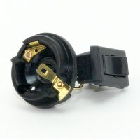 E27 Bakelit Vintage Fassung schwarz mit Glattmantel Wippschalter Metall Zugentlaster chrom