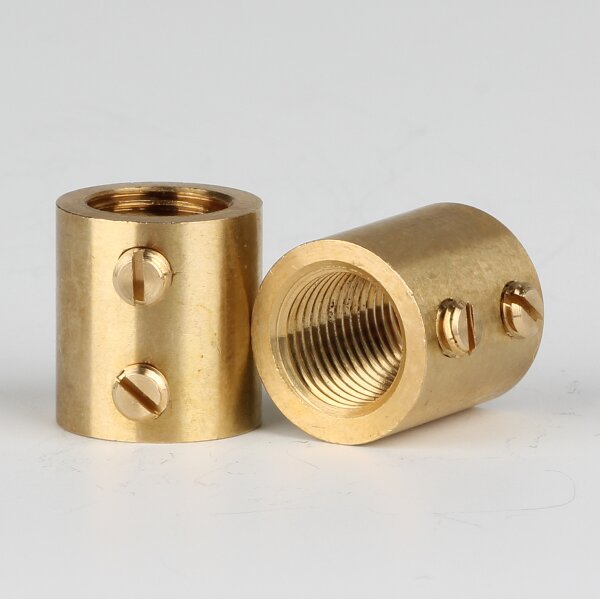 M10x1 Messing Verbindungsmuffe – Gewinde-Adapter, roh unbehandelt, mit 2x M4 Quergewinde