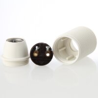E14 Thermoplast-Lampenfassung weiß mit Außengewinde und M10x1 Innengewinde