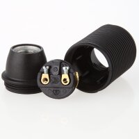 E14 Thermoplast-Lampenfassung schwarz mit Außengewinde und M10x1 Innengewinde