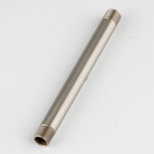 M10x1 Lampen Pendelrohr Nickel matt – 100 mm – Edelstahloptik – beidseitig Außengewinde