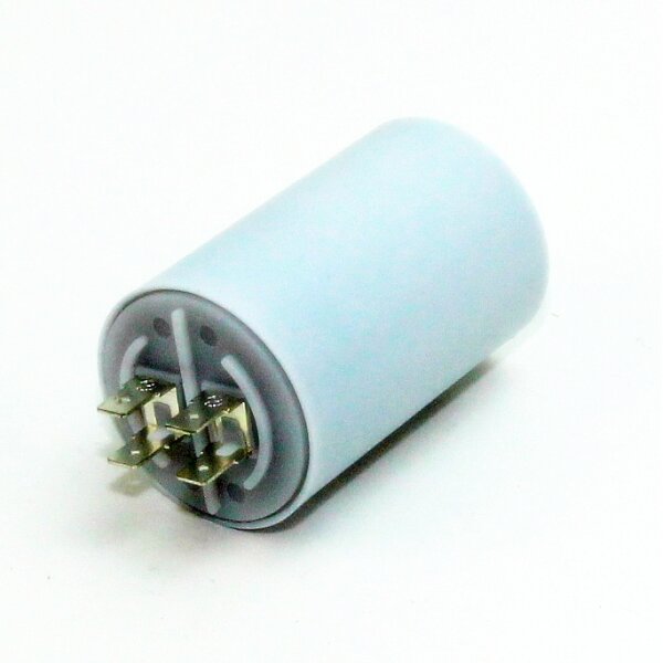 Anlaufkondensator 45 µF, 450 V, radial, M8, mit 6,3 mm Flachsteckern