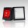 Einbau-Wippschalter rot beleuchtet 2-polig EIN/AUS/EIN 30x22mm 250V/16A mit PVC-Staubkappe