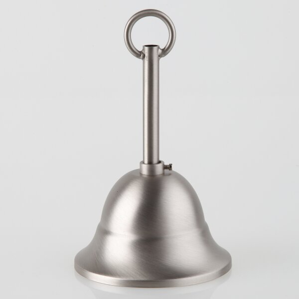Lampen Baldachin – Metall nickel matt, Tulpenform Ø 90 mm × H 61 mm, mit Leuchtenaufhängung für 10er Pendelrohr