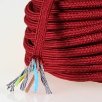 Textilkabel Stoffkabel bordeaux 3-adrig 3x0,75 Zug-Pendelleitung S03RT-F 3G0,75