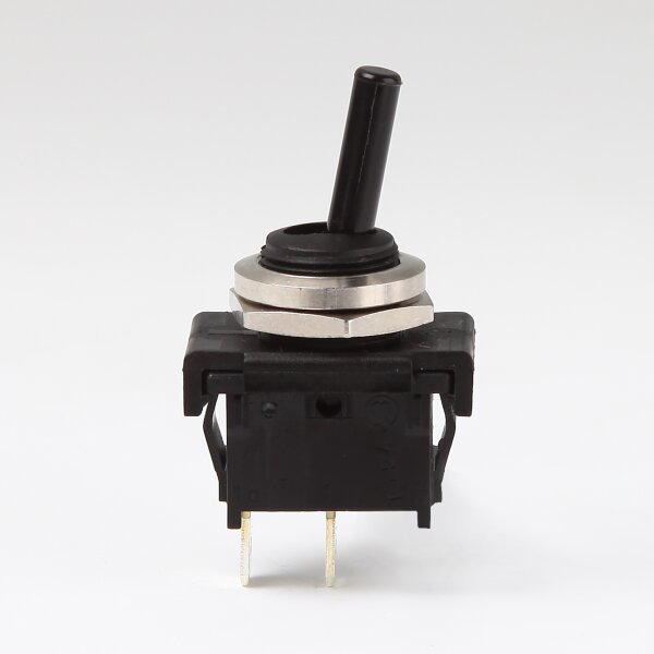 Lampen Einbau-Kippschalter M12 – 1-polig, AUS, 6A/250V, Flachstecker 4,8 mm, schwarz
