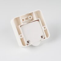 Einbau-Truhentaster weiß – 1-polig, 230V/2A, mit Gehäuse und Zugentlastung, Interbär 50x50 mm