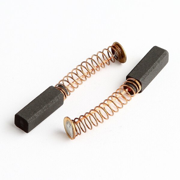 Kohlebürsten für Staubsauger & Wäscheschleudern (K289) – 6×6×20 mm, mit Feder, Kabel & Teller (1 Paar)