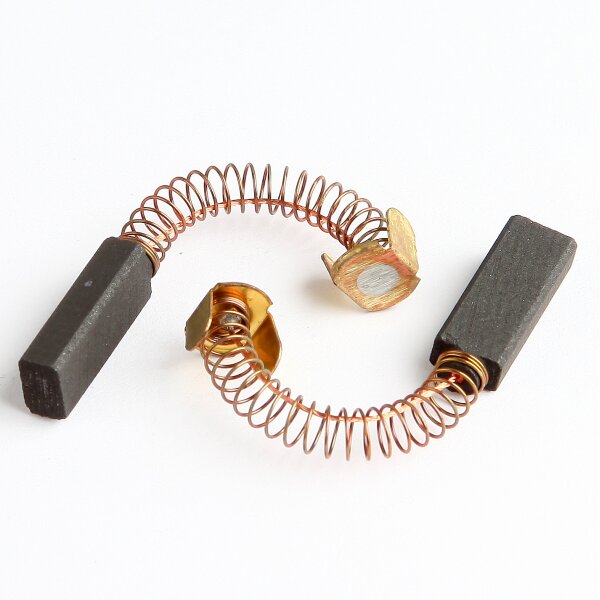 Kohlebürsten für diverse Bohrmaschinen & Staubsauger (K313) – 5×8×23 mm, mit Feder, Kabel & Führungsteller (1 Paar)