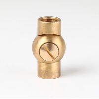 Lampen Kugelgelenk 19x33 mm, Messing roh, M10x1 Innengewinde auf M10x1 Innengewinde 90° kippbar