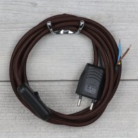 Textilkabel Anschlussleitung 1,8m braun mit Schalter und...