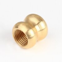 Ziermuffe 15x15 mm Messing – Lampen- und Leuchtenzubehör, M10x1 Durchgangsgewinde, roh unbehandelt