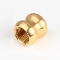 Ziermuffe 15x15 mm Messing – Lampen- und Leuchtenzubehör, M10x1 Durchgangsgewinde, roh unbehandelt