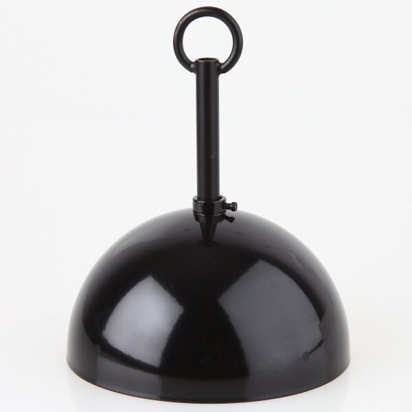 LampenBaldachin Metall schwarz 120x62 mm große Kugelform mit Pendelrohr und Leuchtenaufhänger