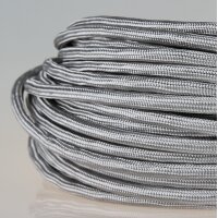 Textilkabel Stoffkabel silber 3-adrig 3x0,75...