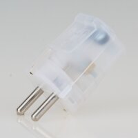 Schutzkontakt-Stecker transparent – 250V/16A – mit Schraubkontakten und Zugentlastung
