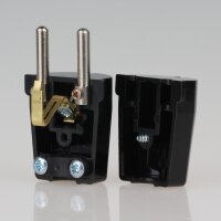 Schutzkontakt-Stecker schwarz – 250V/16A Bakelit-Optik – mit Schraubkontakten und Zugentlastung, Kaiser