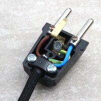 Schutzkontakt-Stecker schwarz – 250V/16A Bakelit-Optik – mit Schraubkontakten und Zugentlastung, Kaiser