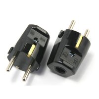 Schutzkontakt-Stecker schwarz – 250V/16A Bakelit-Optik – mit Schraubkontakten und Zugentlastung, Kaiser