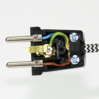 Schutzkontakt-Stecker schwarz – 250V/16A Bakelit-Optik – mit Schraubkontakten und Zugentlastung, Kaiser