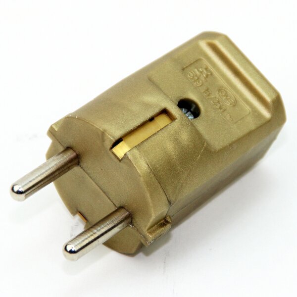 Schutzkontakt-Stecker gold – 250V/16A – mit Schraubkontakten und Zugentlastung, Kaiser