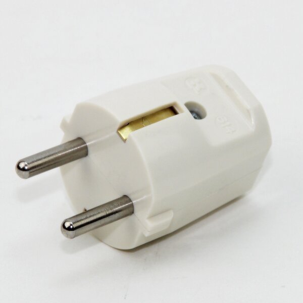 Schutzkontakt-Stecker weiß – 250V/16A – mit Schraubkontakten und Zugentlastung, Kaiser