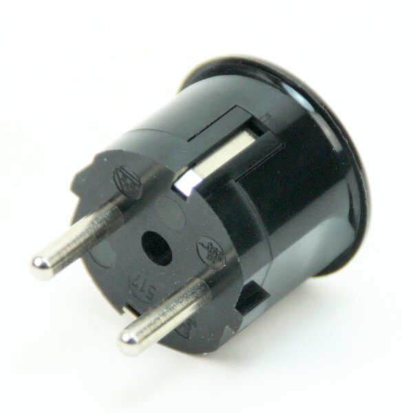 Schutzkontakt-Stecker Winkelstecker schwarz – 250V/16A – mit Schraubkontakten und Zugentlastung, Kaiser